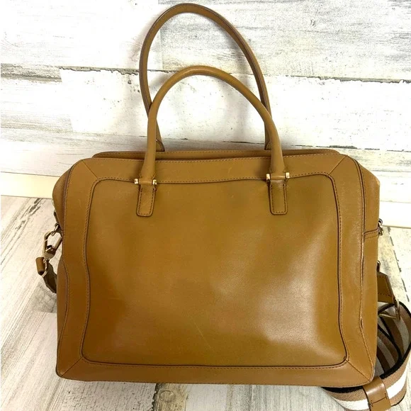 Anya Hindmarch Tan Gold Leather Suede Shoulder Crossbody Designer Bag Purse